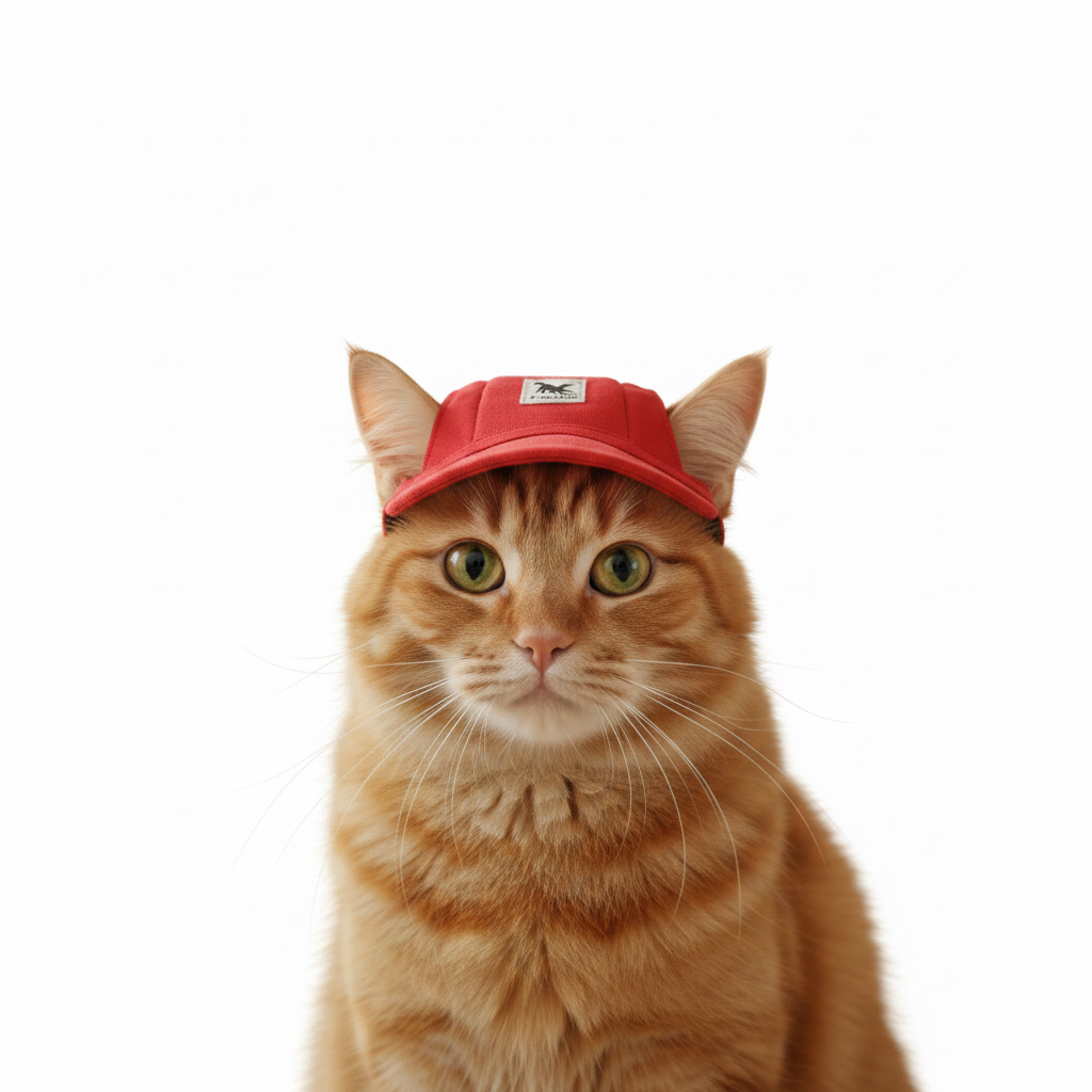 Gato con gorra fondo blanco
