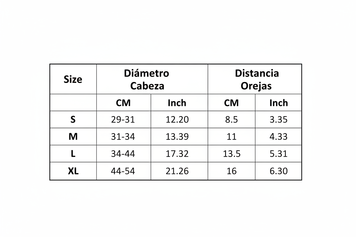 Tabla de tallas profesional